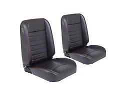 TMI Cruiser Collection Classic Bucket Seats; Black Madrid Vinyl with Black Stitching (Universal; Some Adaptation May Be Required)
