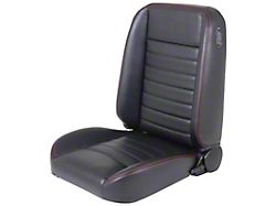 TMI Cruiser Collection Classic Bucket Seats; Black Madrid Vinyl with White Stitching (Universal; Some Adaptation May Be Required)