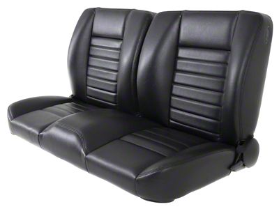 TMI Cruiser Collection Pro-Bench Split Back Seat; 60-Inch; Black Madrid Vinyl with Blue Stitching (Universal; Some Adaptation May Be Required)