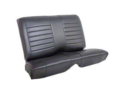 TMI Cruiser Rear Seat Upholstery Kit; Black Madrid Vinyl with Black Stitching (64-69 Mustang Coupe)