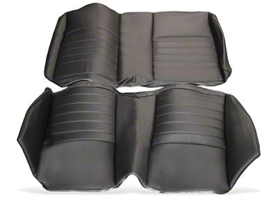 TMI Cruiser Rear Seat Upholstery Kit; Black Madrid Vinyl with Red Stitching (64-65 Chevelle Coupe)