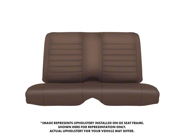 TMI Cruiser Rear Seat Upholstery Kit; Saddle Brown Vinyl with White Stitching (1970 Mustang Coupe)