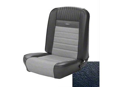 TMI Deluxe Pony Front Bucket Seat Upholstery Kit; Black Sierra Vinyl (64-65 Mustang)