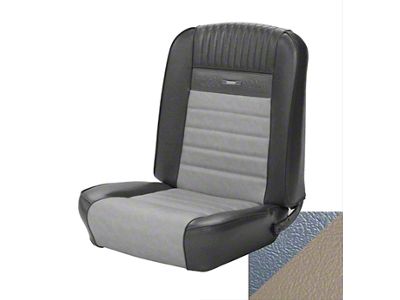 TMI Deluxe Pony Front and Rear Seat Upholstery Kit; Light Blue/Off White Sierra Vinyl (64-65 Mustang Coupe)