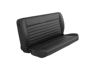 TMI Pro-Series Universal Solid Back Sport-Long Bench Seat without Center Bolster; 60-Inch; Black Distressed Vinyl with Black Stitching (Universal; Some Adaptation May Be Required)
