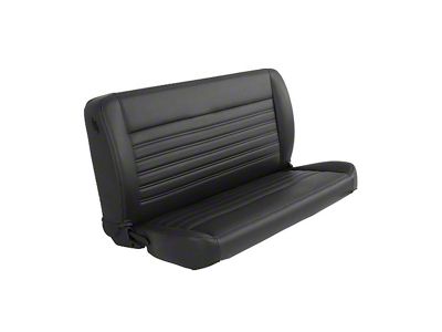 TMI Pro-Series Universal Solid Back Sport-Long Bench Seat without Center Bolster; 60-Inch; Charcoal Black Vinyl with Black Stitching (Universal; Some Adaptation May Be Required)