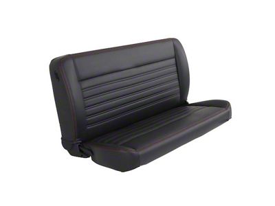 TMI Pro-Series Universal Solid Back Sport-Long Bench Seat without Center Bolster; 60-Inch; Charcoal Black Vinyl with Red Stitching (Universal; Some Adaptation May Be Required)