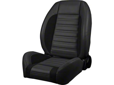 TMI Pro-Series Universal Solid Back Sport-R Bench Seat without Center Bolster; 60-Inch; Black Madrid Vinyl with Black Suede and Black Stitching (Universal; Some Adaptation May Be Required)