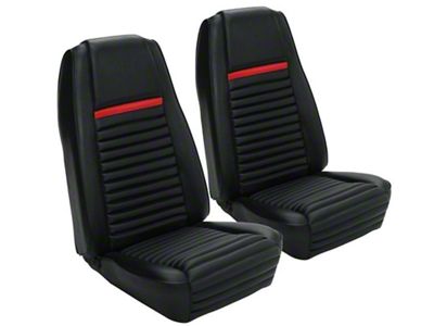 TMI Mach 1/Shelby Front and Rear Seat Upholstery Kit; Black Corinthian Vinyl with Black Comfortweave Vinyl (1969 Mustang Fastback)