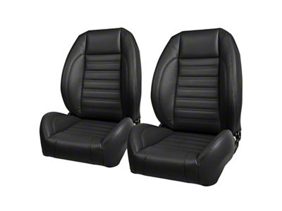TMI Pro-Series Universal Sport Low Back Seats; Black Madrid Vinyl with Black Stitching (Universal; Some Adaptation May Be Required)