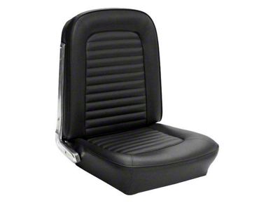 TMI Standard Front and Rear Seat Upholstery Kit; Black Sierra Vinyl with Black Rosette Vinyl (1966 Mustang Coupe)
