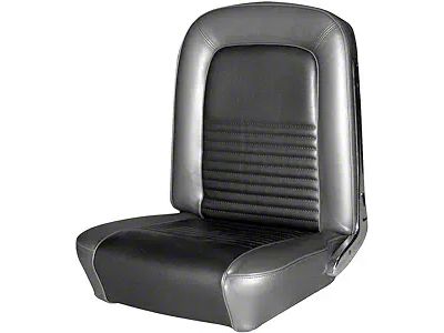 TMI Standard Front and Rear Seat Upholstery Kit; Black Sierra Vinyl (1967 Mustang Coupe)