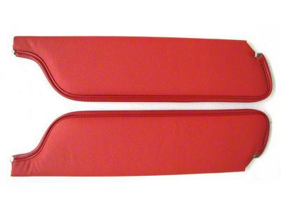 TMI Sun Visors; Bright Red Moonskin Vinyl (64-66 Mustang Coupe, Fastback)