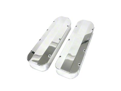 Top Street Performance Big Block Chevy Long Bolt Fabricated Aluminum Valve Covers without Breather Holes; Polished (65-74 Corvette C2 & C3)