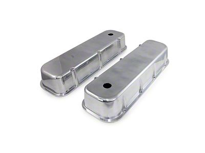 Top Street Performance Big Block Chevy Short Bolt Cast Aluminum Smooth Valve Covers with Breather Holes; Polished (65-74 Corvette C2 & C3)