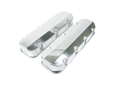 Top Street Performance Big Block Chevy Short Bolt Fabricated Aluminum Valve Covers without Breather Holes; Polished (65-74 Corvette C2 & C3)