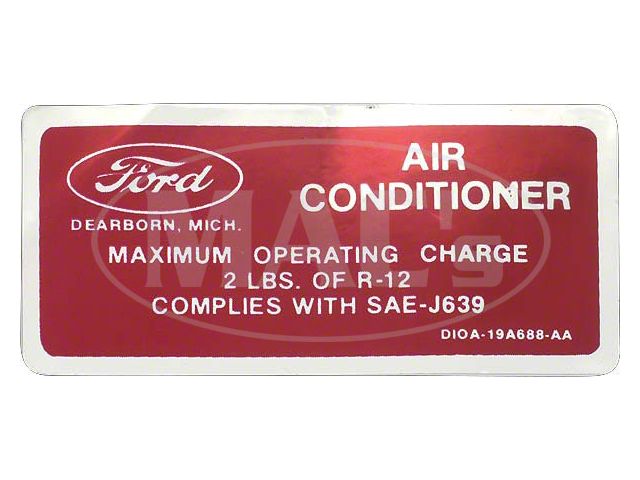 Torino/Ranchero Air Conditioner Charge Decal, 1971 (Ranchero)