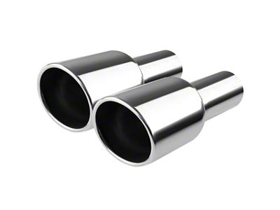 Angled Cut Round Exhaust Tips; 4-Inch; Polished (Fits 2.50-Inch Tailpipe)
