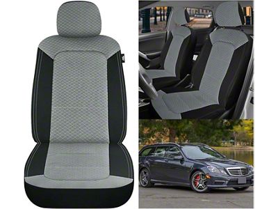 Breathable Mesh Front Seat Covers; Black and Gray (Universal; Some Adaptation May Be Required)