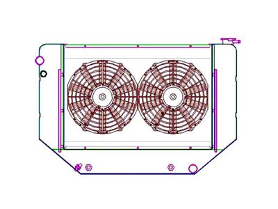 ComboUnit CrossFlow Radiator for LT1/LT4 Engines; 2-Row (55-57 150, 210, Bel Air, Nomad)