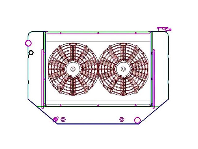 Lt4 Radiator Flow Ecklers ComboUnit CrossFlow Radiator for LT1/LT4 Engines; 2-Row (55-57 ...