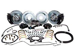 Front and Rear Big 5-Lug Disc Brake Kit; Red Calipers (55-57 150, 210, Bel Air, Nomad)