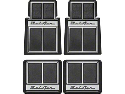 Front and Rear Floor Mats with Bel Air Logo; Black (55-57 150, 210, Bel Air, Nomad)