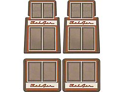 Front and Rear Floor Mats with Bel Air Logo; Brown, Copper and Beige (55-57 150, 210, Bel Air, Nomad)