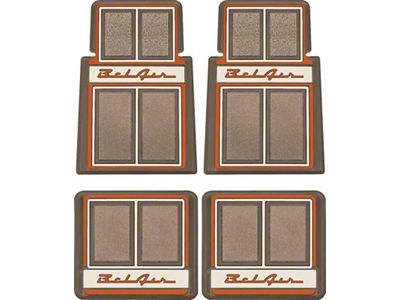 Front and Rear Floor Mats with Bel Air Logo; Brown, Copper and Beige (55-57 150, 210, Bel Air, Nomad)