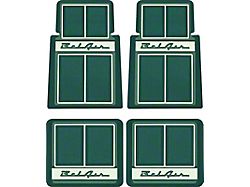 Front and Rear Floor Mats with Bel Air Logo; Dark Green, Green and Ivory (55-57 150, 210, Bel Air, Nomad)