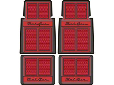 Front and Rear Floor Mats with Bel Air Logo; Red, Black and Beige (55-57 150, 210, Bel Air, Nomad)