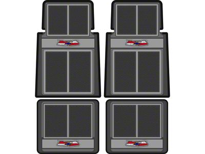 Front and Rear Floor Mats with Chevrolet Crest; Black and Gray (55-57 150, 210, Bel Air, Nomad)