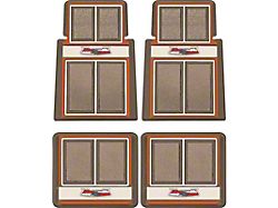 Front and Rear Floor Mats with Chevrolet Crest; Brown, Copper and Beige (55-57 150, 210, Bel Air, Nomad)