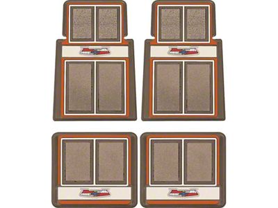 Front and Rear Floor Mats with Chevrolet Crest; Brown, Copper and Beige (55-57 150, 210, Bel Air, Nomad)