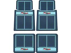 Front and Rear Floor Mats with Chevrolet Crest; Dark Blue, Blue and Light Blue (55-57 150, 210, Bel Air, Nomad)