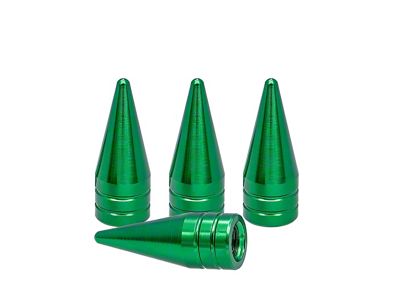 Green Spike Valve Caps; 4-Pack (Universal; Some Adaptation May Be Required)