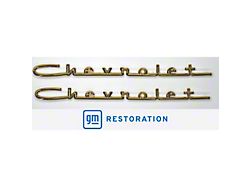 Hood Chevrolet Script; 15-Inch; Gold (1957 I6 150, 210, Bel Air, Nomad)