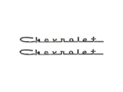Hood and Trunk Chevrolet Script Set; 13-Inch; Chrome (1957 150, 210, Bel Air, Nomad)