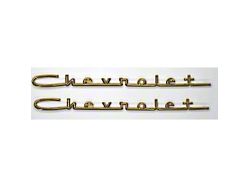 Hood and Trunk Chevrolet Script Set; 13-Inch; Gold (1957 150, 210, Bel Air, Nomad)