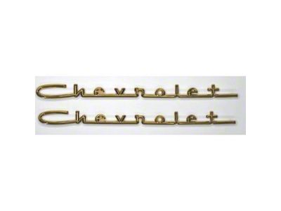 Hood and Trunk Chevrolet Script Set; 13-Inch; Gold (1957 150, 210, Bel Air, Nomad)