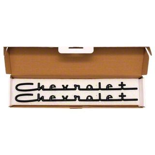 Ecklers Hood and Trunk Chevrolet Script Set; 13-Inch; Matte Black (1957 ...