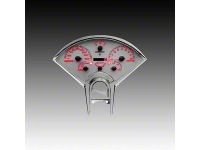 LED Digital Gauge Panel with White Faceplate; Red (55-56 Bel Air)