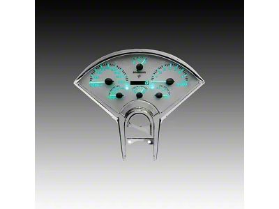 LED Digital Gauge Panel with White Faceplate; Teal (55-56 Bel Air)