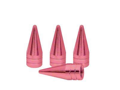 Pink Spike Valve Caps; 4-Pack (Universal; Some Adaptation May Be Required)