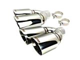 Quad Staggered Slant Cut Exhaust Tips; 4-Inch; Chrome Polished (Fits 3-Inch Tailpipe)