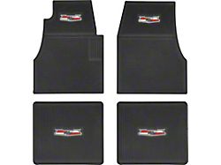 Ribbed Rubber Front and Rear Floor Mats with Chevrolet Crest; Black (55-57 150, 210, Bel Air, Nomad)