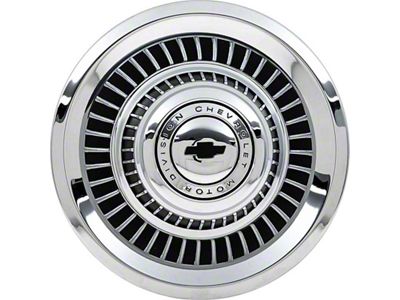 Tall Rally Wheel Derby Cap with Bow Tie Logo; Chrome (55-57 150, 210, Bel Air, Nomad)