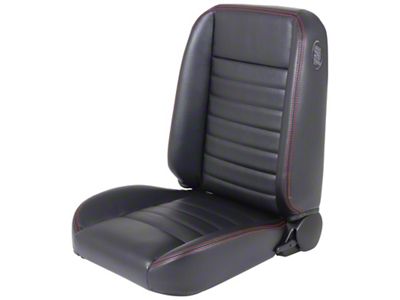 TMI Cruiser Classic Bucket Seats; Black Madrid Vinyl with White Stitching (Universal; Some Adaptation May Be Required)