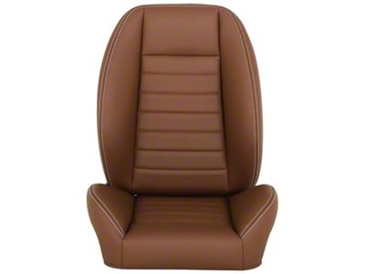 TMI Cruiser Low Back Bucket Seats; Saddle Brown Vinyl with White Stitching (Universal; Some Adaptation May Be Required)