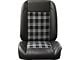 TMI Pro-Classic Universal Sport Low Back Seats; Charcoal Black Verona Vinyl with Gray and Black Plaid Cloth and White Stitching (Universal; Some Adaptation May Be Required)